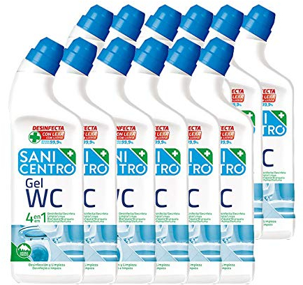 Sanicentro. Gel para WC antical con lejía 4 en 1. Caja 12 botellas 1 litro