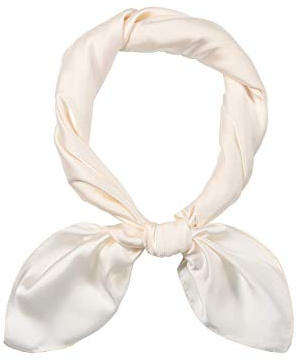 MEANBEAUTY Damen 70 x 70 cm Seidenschal Seide Leicht Bandana mehrfarbig Schal Kopftuch Haarschal-Weiss