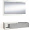 Mobelcenter - Recibidor con Espejo y Cajón - Mueble de Entrada Estilo Moderno - Mueble de Recibidor Color Blanco Artik y Cemento - Medidas: Ancho: 95 cm x Fondo: 26 cm x Alto: 19 cm - (1263)