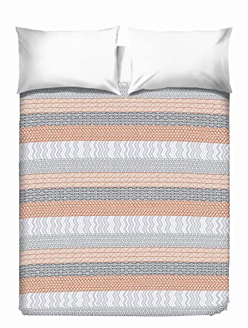 PENSIERI DELICATI Tagesdecke 260 x 280 cm, Einzeltuch 100% Baumwolle Pique, Ideal Zum Thema Wohnen, Decke Salva Bett Einzelne, Fantasie Azteke Orange, 100% Made in Italy