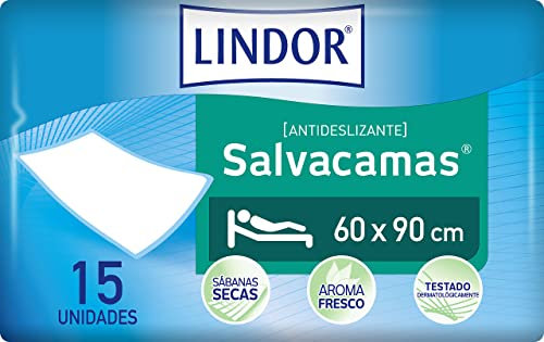 LINDOR, Empapadores de Cama 60x90, Salvacamas para Adultos, Protector de Camas, Sillas y Sillones, Desechables, Alta Absorción y Fragancia a Jazmín, 30 Unidades