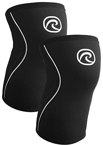Rehband Kniebandage für Kraftsport & Fitness - Kniebandage 7mm Neopren, flexibel & rutschfest, Knee Sleeve für Männer & Damen, Farbe:Schwarz - 1 Paar, Größe:XXL