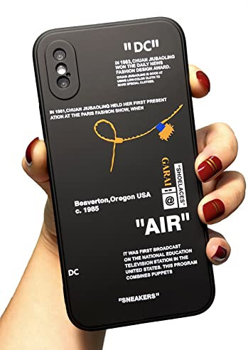 Hot Off Sports Shoes Brand Sneakers Clear Silicone Cases for iPhone X/XS 5.8 Inch, Slim Fit Rubber Soft TPU Full Body Protective Cover, Classic Cool Cartoon Graphics iPhone X/XS Bumper Case(Black)