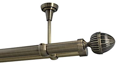 Sento 25/19mm Gardinenstange Vorhangstange 2-läufig Deckenmontage Messing Antik 240 cm Donata