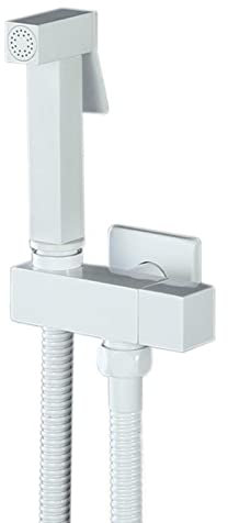 Kit Douchette WC Laiton Douchette Toilette WC Universel Pulvérisateur de Bidet à Main pour Toilette avec Tuyau Eau Froide Mural Kit Hygiene WC Douchette,Blanc