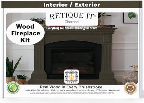 Wood'n Stain, Wood Finished Kit - Go Beyond Faux Wood to Real Wood with Gel Stain containing Real Wood in it (2. Fireplace, 15 Charcoal)