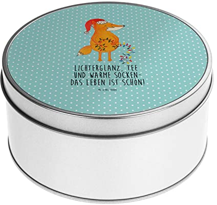 Mr. & Mrs. Panda Blechdose rund Fuchs Weihnachten - Geschenk, Weihnachtsdeko, Metallboxen, Vorratsdosen mit Deckel, Füchse, Lunchbox, Metallbox,