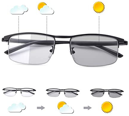 LJIMI Photochrome Progressive Multifocus Lesebrille, multifokale Übergangs-Sonnenleser für Männer und Frauen, UV400-Schutz-Sonnenbrille, Blaulichtblockierung, Computerbrille, blendfreie Brillen