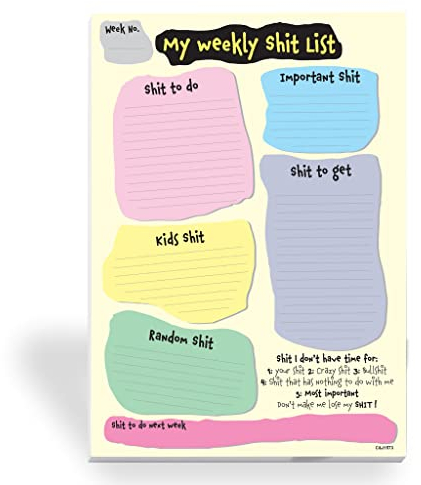 Weekly Planner Shit List A4 / Funny Daily To do List Notepad Shopping List for Mum/Dad/Husband/Wife/Boyfriend/Girlfriend #1573