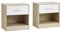 VASAGLE Nachttisch, 2er Set, Beistelltisch, mit Schublade, Griff, offenes Fach, Couchtisch, für Schlafzimmer, Wohnzimmer, naturbeige-klassikweiß LET819T67