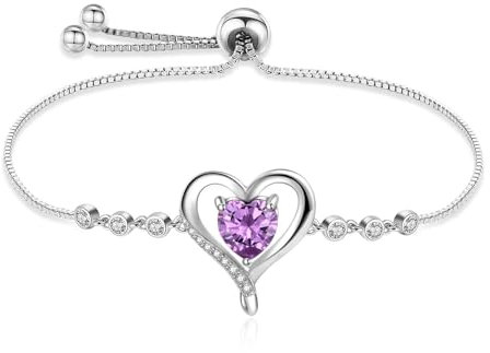 Cosie Lily Infinity Armband Damen Geburtsstein 925er Sterlingsilber Unendlichkeitszeichen Doppelherz Armband Damen Schmuck 925er Silber GeburtstagsGeschenk für Frauen Freundin Mutter