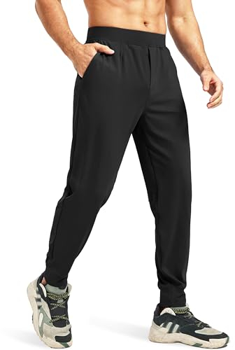 Blouty Herren-Jogginghose mit Reißverschlusstaschen, Stretch, Workout, athletische Sweathose, Fitnessstudio, Golf, Jogger für Herren, lässiges Laufen, Schwarz, Groß