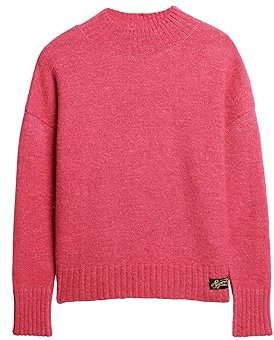 Superdry Damen Essential Pullover mit Stehkragen Himbeere 44