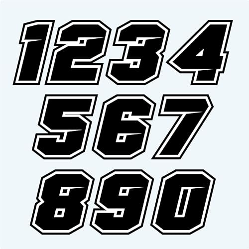 Pubblimania 10 Nummern Motorrad-Aufkleber, wasserdicht und waschbar, 1 Packung mit 10 Stück, Aufkleber für Motorrad, Auto, Motocross, Quad, Roller (1, Schwarz)