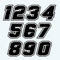 Pubblimania 10 NUMERI ADESIVI MOTO MOTOCROSS Impermeabili e Lavabili. 1 Confezione da 10 Pezzi Sticker etichette per Moto, Auto, motocross, quad, scooter, (1, Nero)