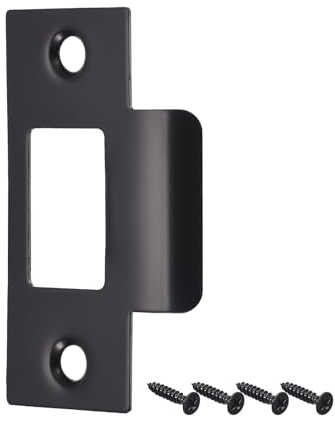 sourcing map Door Strike Plate, 70mm x 40.3mm 201 Stainless Steel Latch Deadbolt Strike Plate for Door Frame Door Jamb, Black