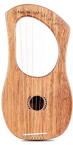 7-saitige Lyra-Harfe im antiken Stil, Terminalia-Saiteninstrument aus Holz mit Tragetasche/zusätzlichem Saitensatz/Stimmschlüssel/Reinigungstuch/2 Plektren