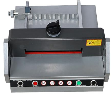 LBMED Hochleistungs-Papierschneider, Elektrischer Papierschneider Mit Lichtpositionierung Und Infrarot-Lichtschrankenschutz, Automatische Papierausrichtung Und Einstellbare Spannung, Keine Grate