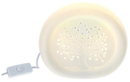 Hervit Lampada oblò in Porcellana Bianca L'Albero della Vita 21x9xH18 cm