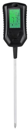 Mesure de l'humidité du Sol PH-mètre De Sol 4 en 1, Moniteur D'humidité, Testeur De Lumière Solaire, Thermomètre, Plantes De Jardinage, Capteur De Sol Fleuri avec Lumière Noire Fiable et précis