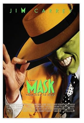 AMATWI Filmposter Jim Carrey The Mask auf Leinwand, Schlafzimmer-Dekor, Sportlandschaft, Büro, Raumdekoration, Geschenk, ungerahmt, 30 x 45 cm
