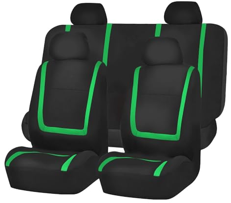 OTCPP Autositzbezüge für Ford KA RU8 2008-2016, 5 Stück Auto Sitzbezüge Sets, Allwetter Atmungsaktiv Sitzbezüge Auto Vordersitze Rückbank Autositzschoner Zubehör,F Green