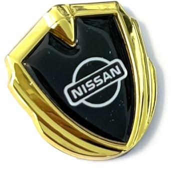 SVV Emblem aus Metal in Gold Aufkleber mit Klebepad passend für Auto Tuning Style mit Logo. Für Fender, Gebäude, Innerraum usw. Sticker mit Emblem. (35mm x 40mm x 5mm) (Nissan), AKSe652