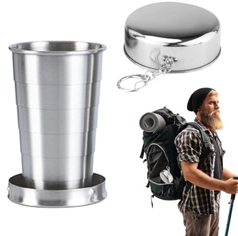Gobelet pliable en acier inoxydable de Generic, tasse télescopique, 75 ml, pour camping et voyage