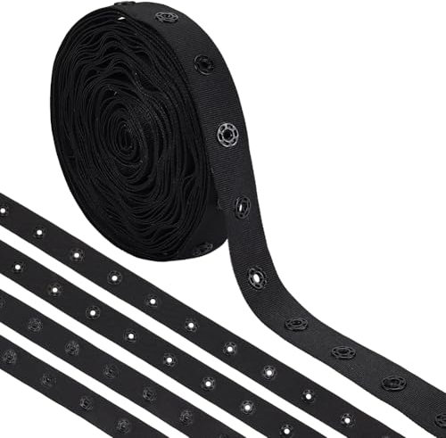 MAYJOYDIY 8.2 m Schwarzer Knopf Aus Polyester Druckknopfband 17mm Breit Nähverschluss Druckknopfband Besatz Aus Kunststoff Druckknopfband Bastelersatz Für DIY Kleidungszubehör