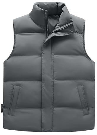 KONG JIMFAN Blitzangebote Steppweste Herren Bequem Weste Herren Stehkragen Outdoor Jacke Sportwesten Taschen Ärmellos Jacke Übergangsweste Daunenjacken(Dunkelgrau,L)