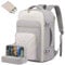 LOVEVOOK Reiserucksack Handgepäck Flugzeug, 40L Rucksack Damen Groß, Wasserdicht Laptop Rucksack 17 Zoll mit Laptopfach, Travel Backpack Handgepäck Tasche für Reise Arbeit Wandern, Hellgrau