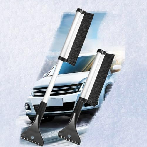 MSMDG 2 in 1 Auto Eiskratzer & Reinigungsbürste für Skoda YETI, mit Ausziehbarem Griff und Effektivem Schnee Entfernen Ohne Lackschäden