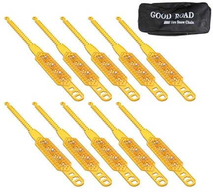 Ronyme 10 Stück generische Reifenketten Schneeketten Eisbrechendes Gummi-Notfall-Traktionszubehör für schlammige Straßen im Winter, Gelb