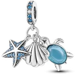 Charm Pendente Stella Marina, Conchiglia e Tartaruga in Argento 925 per Pandora