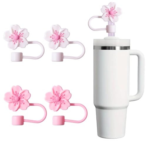 4 Stück Stanley Strohhalm Abdeckungen, Silikon Abdeckkappe für Stanley Cup Zubehör, Strohhalmaufsatz Kompatibel mit 10mm 30&40 Oz Stanley Tumbler