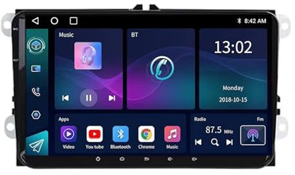 9 Pollici Android 13 Autoradio per VW Volkswagen Golf Passat b7 b6 Skoda Seat Octavia Navigazione GPS Touch screen con Bluetooth SWC FM RDS Radio AHD 4G/WIFI DVR Ventola di raffreddamento(8+256G)