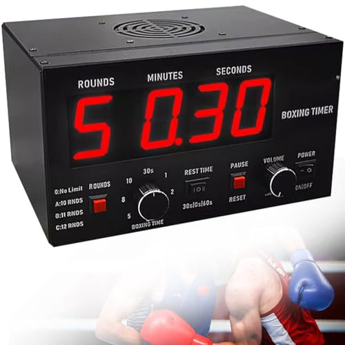 Temporizador de Gimnasio Sports Timeter, Temporizador de Intervalos de Boxeo Clásico, Temporizador de Gimnasia Profesional con Pantalla LED, Cronómetro Multifuncional,Red