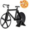 CUEMOON Pizzaschneider Fahrrad, Antihaftbeschichteter Edelstahl Pizzaroller, Pizzaschere mit Ständer, Pizza Schneider mit Scharfem Schneiderad, für Party, Küche und Esszimmer, 18cm Schwarz