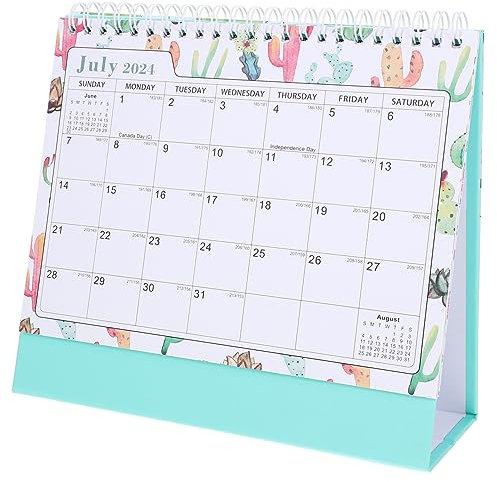 SHINEOFI 2024 Englischer Tischkalender Dekorationsgegenstände Modern Stehen Kalenderschreibtisch Standkalender Tageskalender Staffelei-flip-kalender Office-desktop-kalender Kippen Papier