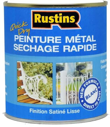 Rustins - peinture acrylique métal satinée blanche pour usage intérieur et extérieur 500 ml – 7 m²