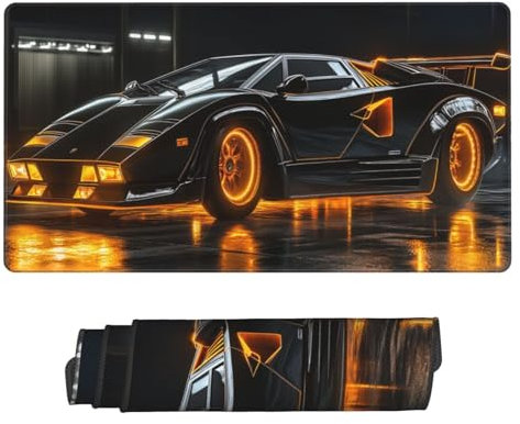 Tapis de Souris Gamer XXL 600x400mm, Grand Ordinateur Mouse Pad Gaming avec Bords Cousus et Base en Caoutchouc antidérapante Voiture Noire Mousepad, pour Gamer, PC, Personnel de Bureau C7189