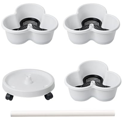 Pzuryhg Vertical Planter Tower, Tiered Outdoor Planter, PP Stacking Flowerpot System, Removable Wheels, Includes Tool Kit, for Indoor, Outdoor, Garden, Balcony, Patio Use, 31.5x13.5cm