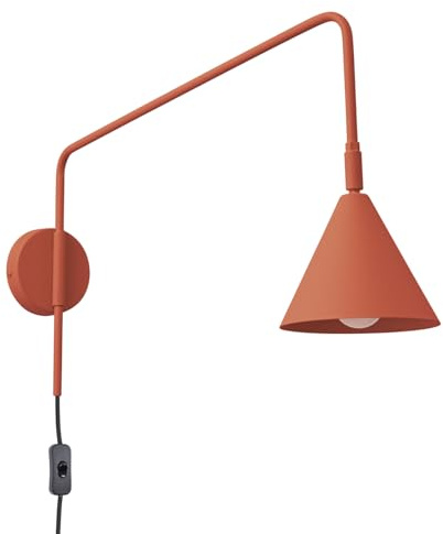 SOLLUX lighting Wandleuchte Innen - Wandlampe Stahl - 1 Flammig - LED Lampe Glühbirne - Roter Ocker Nox