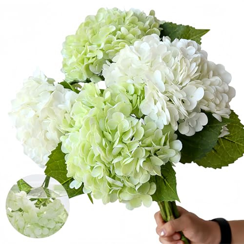 ASTRYAS Künstliche Hortensien, 53,3 cm, fühlen Sich echt an, 4 Stück Schmetterlinge für Hortensien-Dekoration, Blumenarrangements für Tafelaufsatz, Tischdekoration, Heimdekoration, 4 Stück