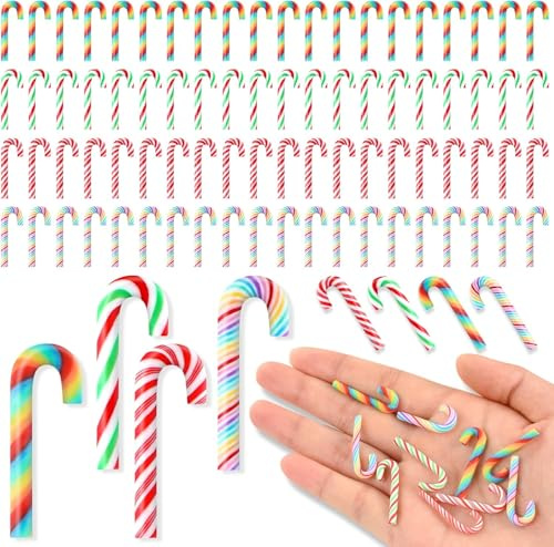 LSLYHTC Mini Candy Canes for Crafts, Christmas Mini Plastic Candy Canes | 80 Pcs Candy Canes Christmas Tree Decorations for Xmas Gift Decor