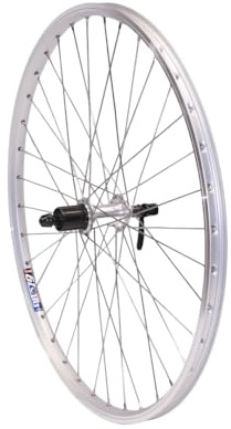 Vuelta Fahrradfelge Hinterrad 20-26 Zoll inkl. Tourney FH-TX500 Cut 19-8/9/10-fach,V-Brakes/Felgenbremse -Made in Germany Hinterrad Silber, Hohlkammer-Felgen Fahrrad Rad