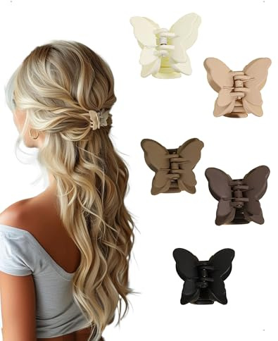 KONFEN 5 pezzi 4 cm a farfalla, piccola molletta per capelli, molletta per capelli da donna Simplicité Française opaca mini antiscivolo accessorio banana accessori