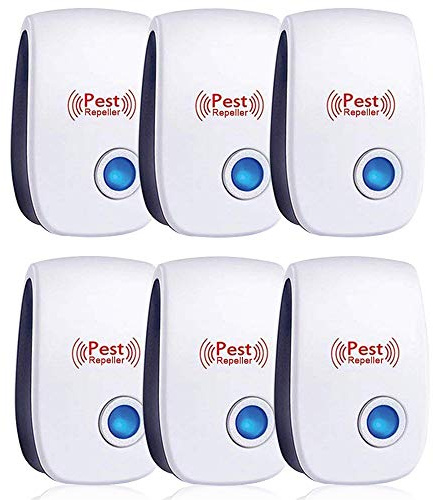 6 Piezas Repelente Ultrasónico de Plagas, Electrónico Repelente Mosquitos Insectos Control de Plagas,Repelente Ultrasónico Ratas para Moscas, Mosquitos, Ratones,Cucarachas, Arañas, Hormigas,Insectos