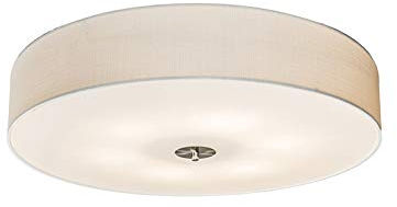 Qazqa - Modern Land Deckenleuchte I Deckenlampe I Lampe I Leuchte weiß 70 cm - Trommel Jute I Wohnzimmer I Schlafzimmer - Textil Rund - LED geeignet E27