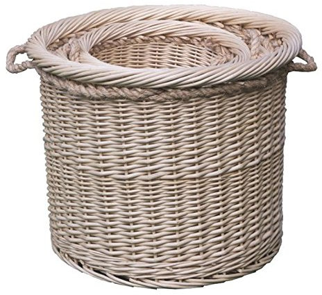 Red Hamper Deluxe Rope Handled Log Baskets, Wicker, Brown, 62 x 62 x 50 cm